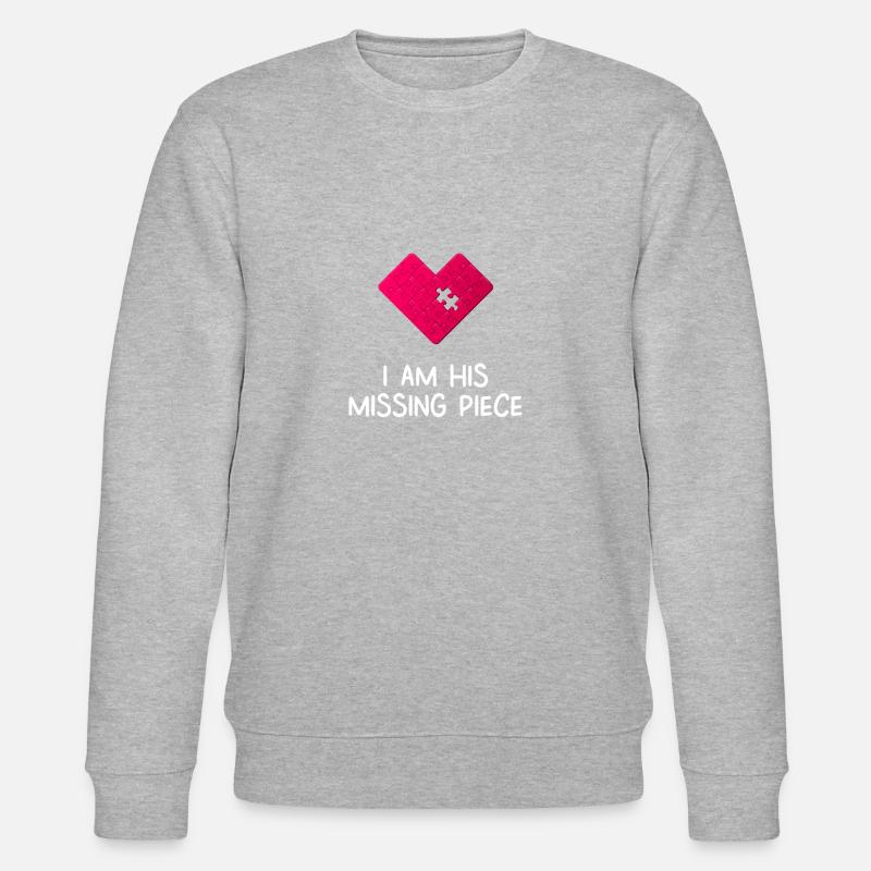 Heart Puzzle & Piece Valentinstag Geschenk Heart - Stanley/Stella Unisex Bio-Sweatshirt CHANGER  - Grau meliert