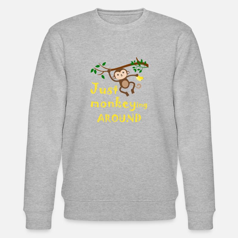 Affe Banane Tier Tiere - Stanley/Stella Unisex Bio-Sweatshirt CHANGER - Grau meliert