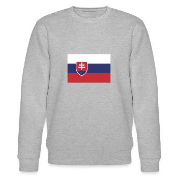 Flagge Slowakei Flagge Slovakia - Stanley/Stella Unisex Bio-Sweatshirt CHANGER  - Grau meliert - Vorne - Nik (191cm) & Marisol (170cm)