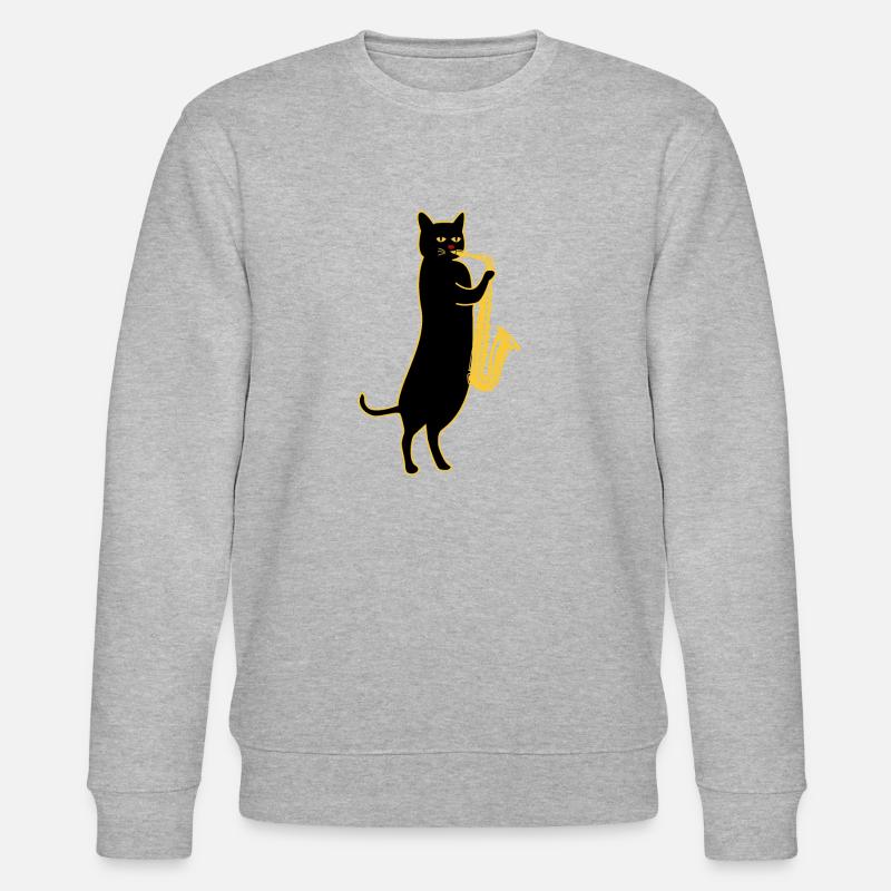 Saxofon Katze - Stanley/Stella Unisex Bio-Sweatshirt CHANGER  - Grau meliert
