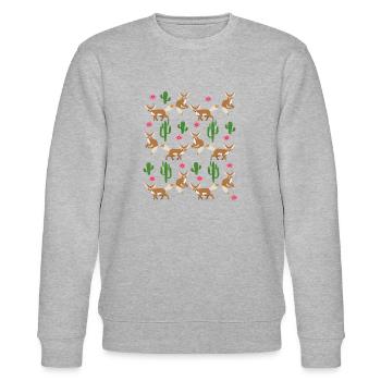 Fox Wolf Fennec Fox Cute Gift Cactus - Stanley/Stella CHANGER Unisex Organic Sweatshirt - heather grey - Front - Nik (191cm) & Marisol (170cm)