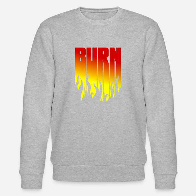 BURN - Black Flames - Flame - Stanley/Stella CHANGER Unisex Organic Sweatshirt - heather grey