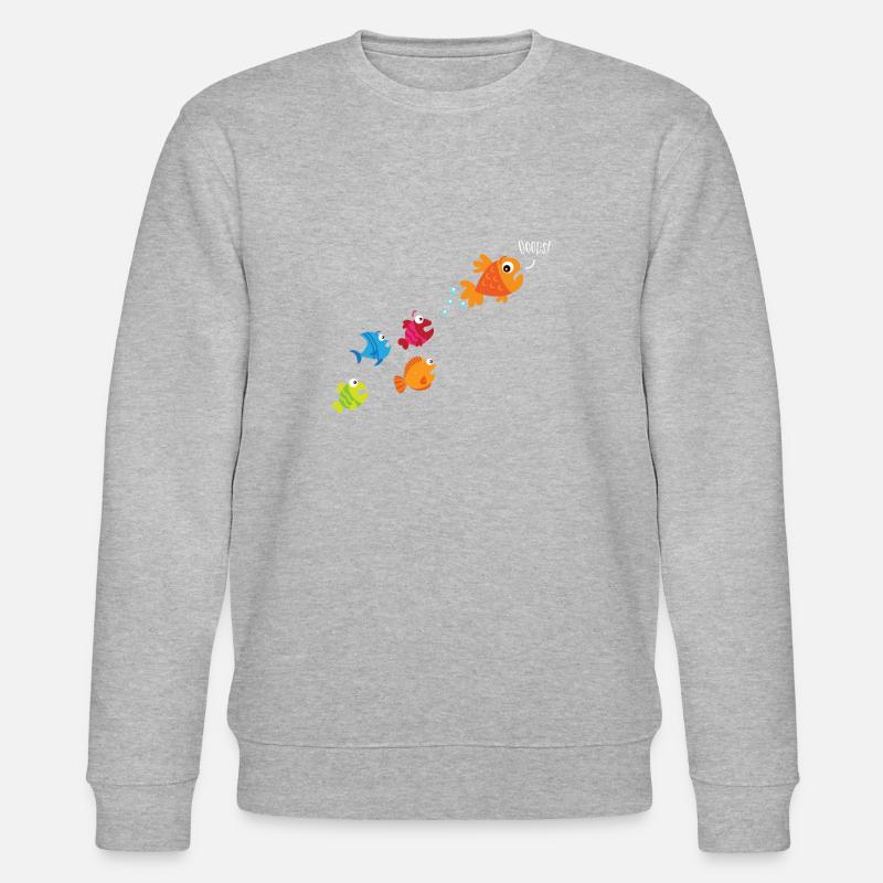 Poisson pêche enfants péter chiots - Sweat bio CHANGER Stanley/Stella Unisexe - gris chiné