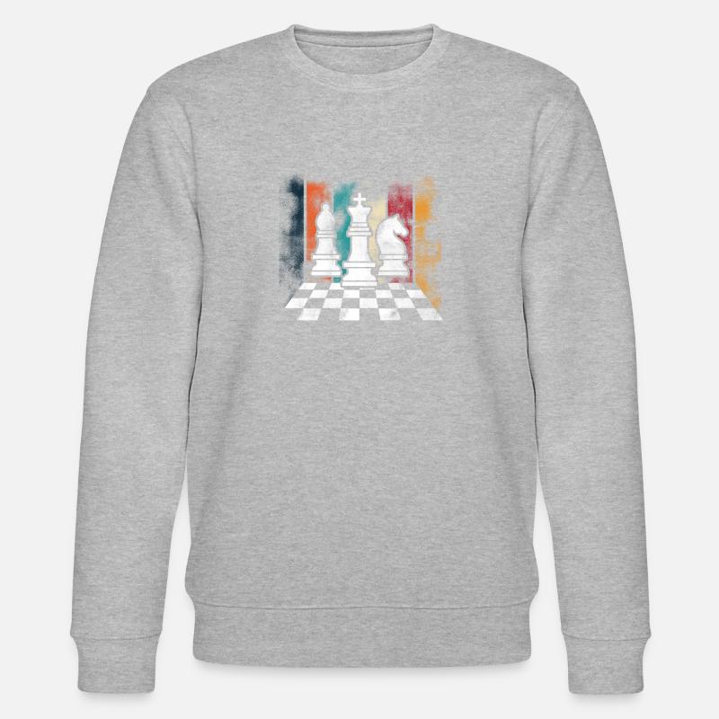 Retro Chess Chess Chessboard - Stanley/Stella CHANGER Unisex Organic Sweatshirt - heather grey