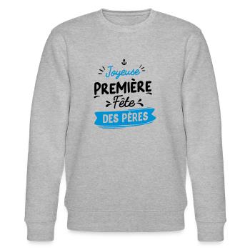 premiere fete pere - Sweat bio CHANGER Stanley/Stella Unisexe - gris chiné - Devant - Nik (191cm) & Marisol (170cm)