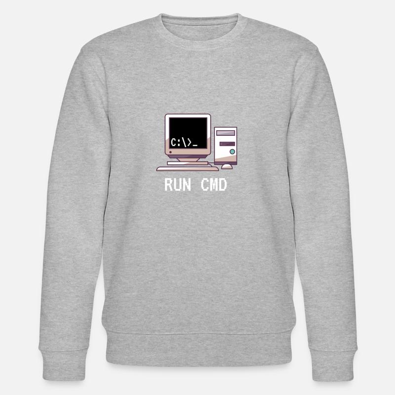 Console Funny Nerd Run CMD - Stanley/Stella Unisex Bio-Sweatshirt CHANGER  - Grau meliert