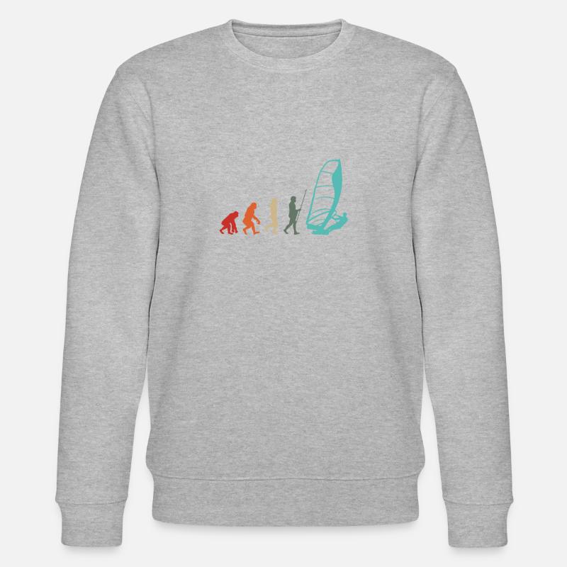 Windsurfer Retro Surfer Windsurfen Evolution - Stanley/Stella Unisex Bio-Sweatshirt CHANGER  - Grau meliert