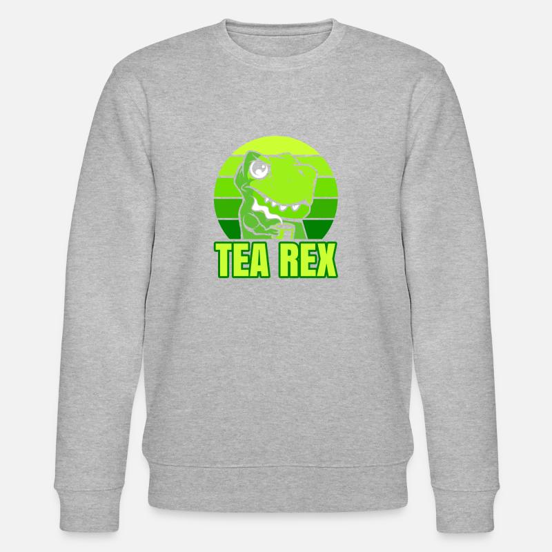 Cute Funny Pun TeaRex - Stanley/Stella Unisex Bio-Sweatshirt CHANGER  - Grau meliert