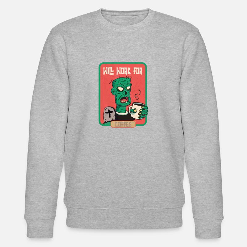 Fonctionnera pour Coffee Zombie Halloween - Sweat bio CHANGER Stanley/Stella Unisexe - gris chiné