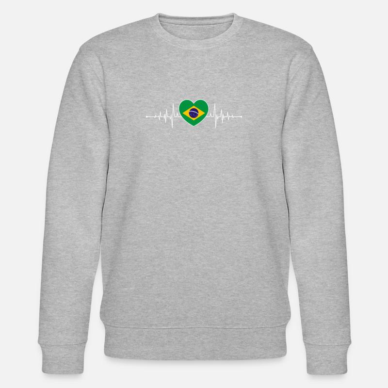 Brésil Heartbeat Drapeau brésilien - Sweat bio CHANGER Stanley/Stella Unisexe - gris chiné