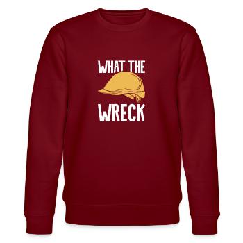 What The Wreck Home Improvement Handyman - Stanley/Stella Unisex Bio-Sweatshirt CHANGER  - Burgunderrot - Vorne - Nik (191cm) & Marisol (170cm)