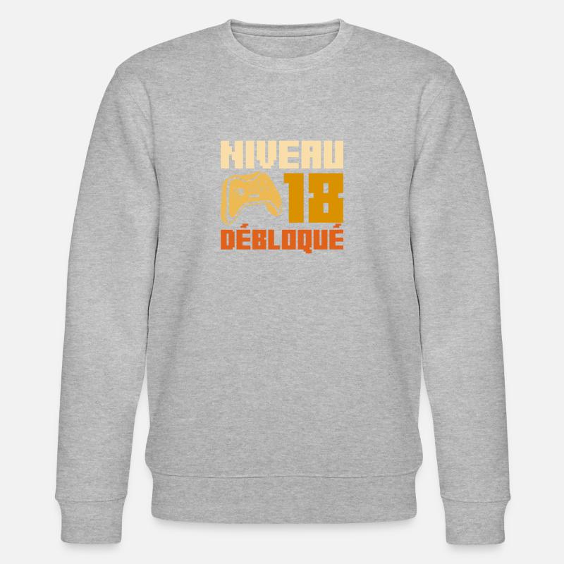Niveau 18 Débloqué Anniversaire - Sweat bio CHANGER Stanley/Stella Unisexe - gris chiné