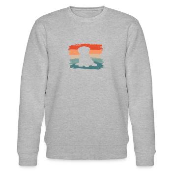 Vintage Retro Pekinese Hundeliebhaber - Stanley/Stella Unisex Bio-Sweatshirt CHANGER  - Grau meliert - Vorne - Nik (191cm) & Marisol (170cm)