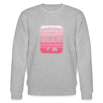 Sternenbeobachtung und Bier Darum bin ich hier Sterngucker - Stanley/Stella Unisex Bio-Sweatshirt CHANGER  - Grau meliert - Vorne - Nik (191cm) & Marisol (170cm)