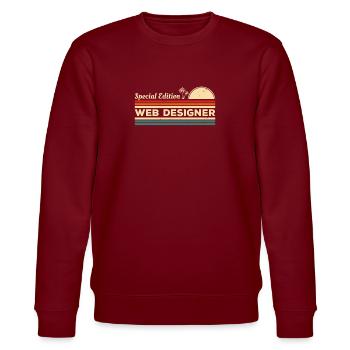 Vintage-Sonderausgabe Webdesigner-Programmierung - Stanley/Stella Unisex Bio-Sweatshirt CHANGER  - Burgunderrot - Vorne - Nik (191cm) & Marisol (170cm)