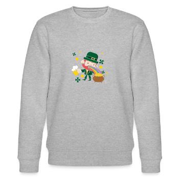 Irlande lutin vomit arc-en-ciel Saint-Patrick - Sweat bio CHANGER Stanley/Stella Unisexe - gris chiné - Devant - Nik (191cm) & Marisol (170cm)