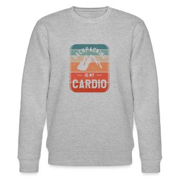 Backpacking Is My Cardio Hiking Hiker - Stanley/Stella CHANGER Unisex Organic Sweatshirt - heather grey - Front - Nik (191cm) & Marisol (170cm)