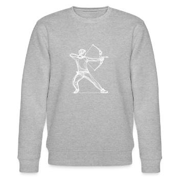 Line Art Bogenschützen Bogenschießen Bogen und Pfeil Bogenschützen - Stanley/Stella Unisex Bio-Sweatshirt CHANGER  - Grau meliert - Vorne - Nik (191cm) & Marisol (170cm)