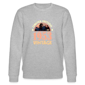 July 1953 - Birthday Present, Limited Edition - Stanley/Stella CHANGER Unisex Organic Sweatshirt - heather grey - Front - Nik (191cm) & Marisol (170cm)