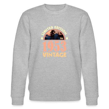 May 1953 - Birthday present, Limited Edition - Stanley/Stella CHANGER Unisex Organic Sweatshirt - heather grey - Front - Nik (191cm) & Marisol (170cm)