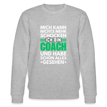 Unshockable Coach - Stanley/Stella CHANGER Unisex Organic Sweatshirt - heather grey - Front - Nik (191cm) & Marisol (170cm)