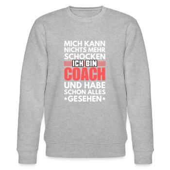Unshockable Coach - Stanley/Stella CHANGER Unisex Organic Sweatshirt - heather grey - Front - Nik (191cm) & Marisol (170cm)
