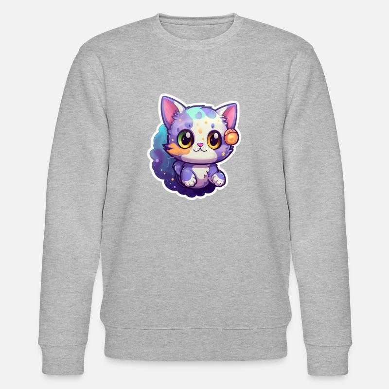 A cute space kitty - Stanley/Stella Unisex Bio-Sweatshirt CHANGER  - Grau meliert