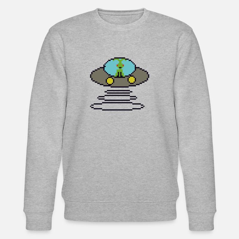 Retrogaming Pixel Ufo - Stanley/Stella CHANGER Unisex Organic Sweatshirt - heather grey