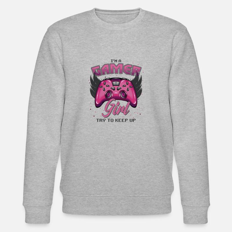 Gamer Mädchen Design - Stanley/Stella Unisex Bio-Sweatshirt CHANGER  - Grau meliert