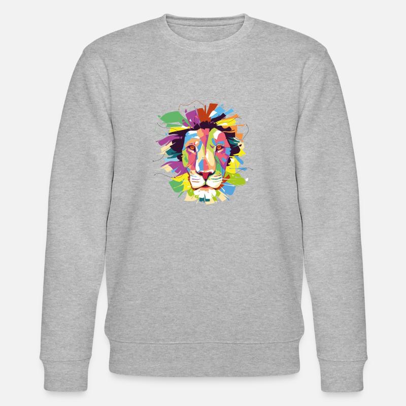 Bunter Löwenkopf - Stanley/Stella Unisex Bio-Sweatshirt CHANGER  - Grau meliert