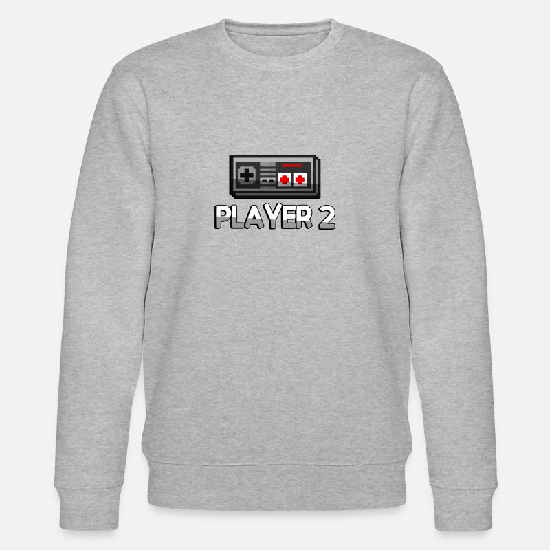 PLAYER 2 + NES Controller - Gaming - Stanley/Stella Unisex Bio-Sweatshirt CHANGER  - Grau meliert