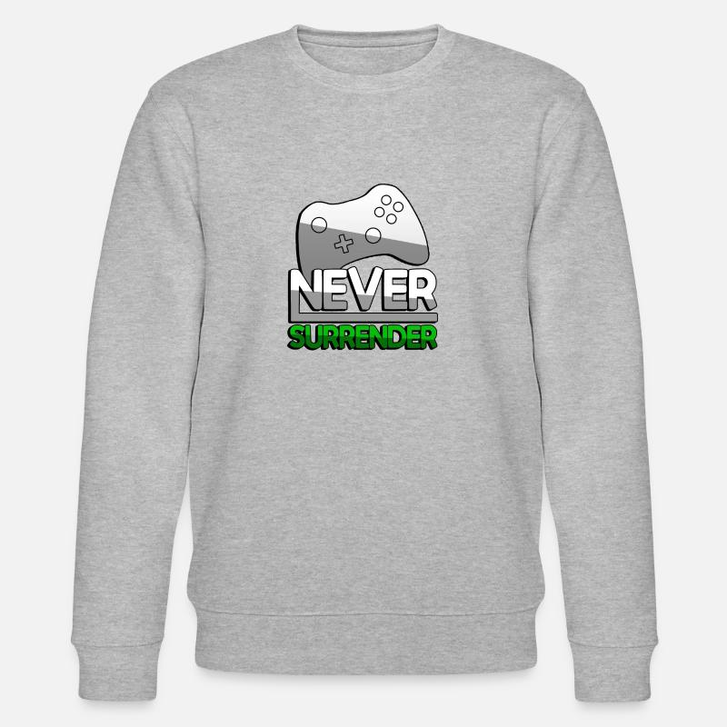 NEVER SURRENDER (Grün) + Controller - Gaming - Stanley/Stella Unisex Bio-Sweatshirt CHANGER  - Grau meliert