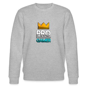 PRO GAMER (Türkis) + King Crown - Gaming - Stanley/Stella Unisex Bio-Sweatshirt CHANGER  - Grau meliert - Vorne - Nik (191cm) & Marisol (170cm)