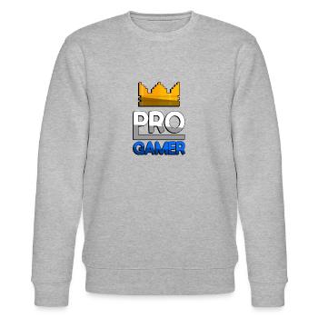 PRO GAMER (Blau) + King Crown - Gaming - Stanley/Stella Unisex Bio-Sweatshirt CHANGER  - Grau meliert - Vorne - Nik (191cm) & Marisol (170cm)