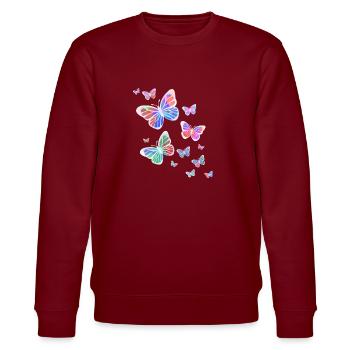 Schmetterling Schmetterling Tier bunt Farbe - Stanley/Stella Unisex Bio-Sweatshirt CHANGER  - Burgunderrot - Vorne - Nik (191cm) & Marisol (170cm)
