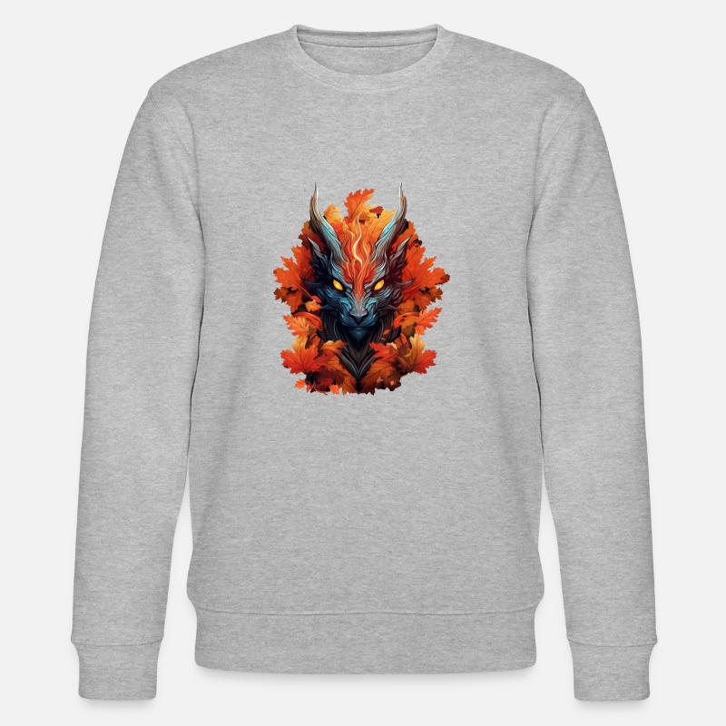 Herbst-Drache aus Laub - Stanley/Stella Unisex Bio-Sweatshirt CHANGER  - Grau meliert