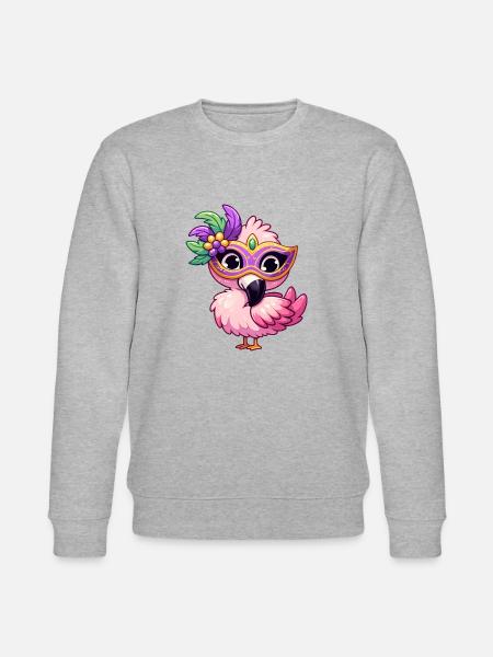 Mardi Gras Comic Flamingo - Stanley/Stella CHANGER Unisex Organic Sweatshirt - heather grey