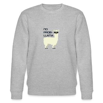 No Problama Lama Lustiger Spruch Alpaka Geschenk - Stanley/Stella Unisex Bio-Sweatshirt CHANGER  - Grau meliert - Vorne - Nik (191cm) & Marisol (170cm)