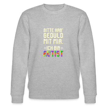 Bitte Hab Geduld Ich bin Autist Autismus Spektrum - Stanley/Stella Unisex Bio-Sweatshirt CHANGER  - Grau meliert - Vorne - Nik (191cm) & Marisol (170cm)