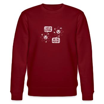 Wissenschaft Atom Elektron Positiv Chemie Geschenk - Stanley/Stella Unisex Bio-Sweatshirt CHANGER  - Burgunderrot - Vorne - Nik (191cm) & Marisol (170cm)