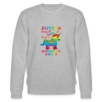 Autism Awareness Kids Autism Unicorn Distressed - Stanley/Stella CHANGER Unisex Organic Sweatshirt - heather grey - Front - Nik (191cm) & Marisol (170cm)