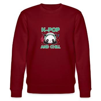 K-Pop - Stanley/Stella Unisex Bio-Sweatshirt CHANGER  - Burgunderrot - Vorne - Nik (191cm) & Marisol (170cm)