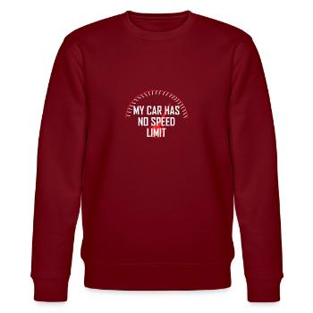 My Car has no speed limit auto kfz design - Stanley/Stella Unisex Bio-Sweatshirt CHANGER  - Burgunderrot - Vorne - Nik (191cm) & Marisol (170cm)