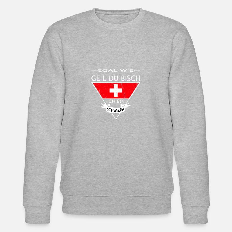 Schweiz Schweizer Geil Flagge Geschenk - Stanley/Stella Unisex Bio-Sweatshirt CHANGER  - Grau meliert