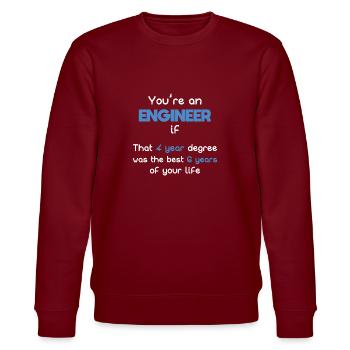 Ingenieur Studium beste Leben - Stanley/Stella Unisex Bio-Sweatshirt CHANGER  - Burgunderrot - Vorne - Nik (191cm) & Marisol (170cm)