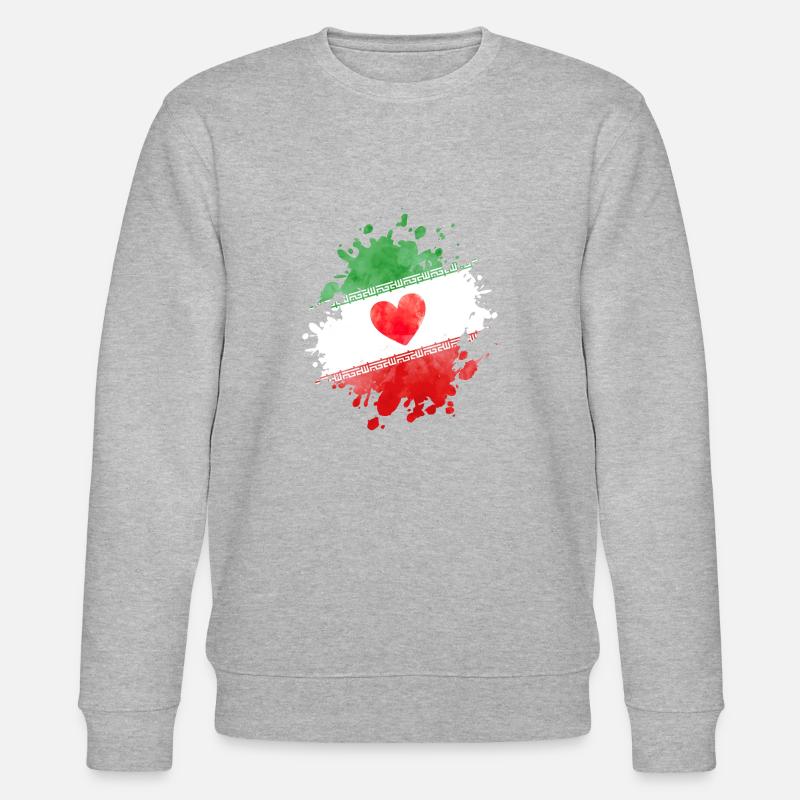 iran flag heart - Stanley/Stella Unisex Bio-Sweatshirt CHANGER  - Grau meliert