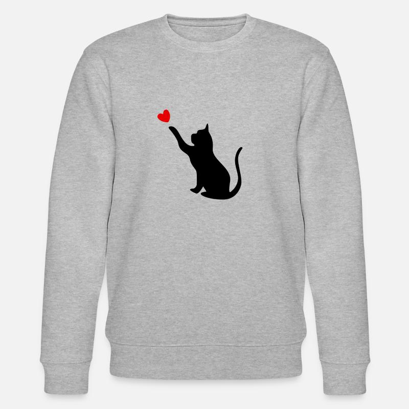 Katze mit Herz - Stanley/Stella Unisex Bio-Sweatshirt CHANGER  - Grau meliert