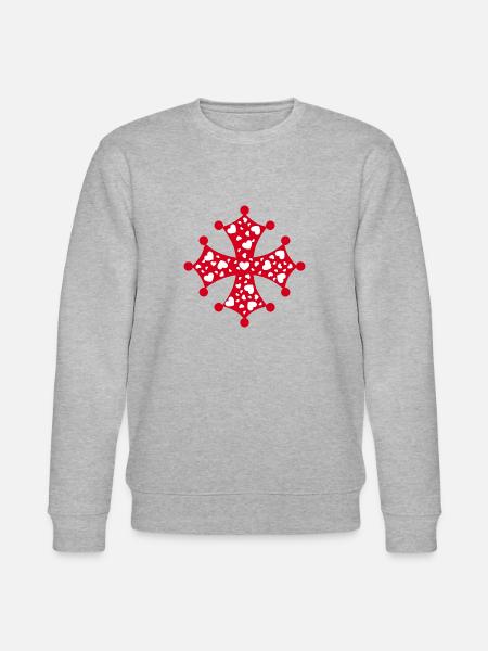 Occitan Heart Cross - Stanley/Stella CHANGER Unisex Organic Sweatshirt - heather grey