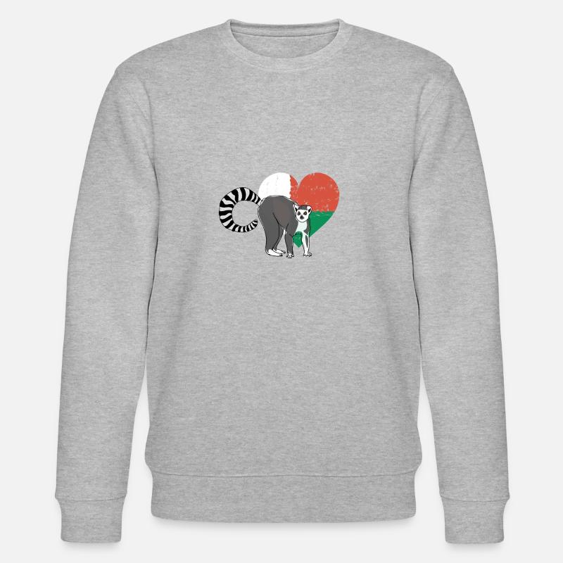 Madagascar lémurien sur drapeau malgache - Sweat bio CHANGER Stanley/Stella Unisexe - gris chiné