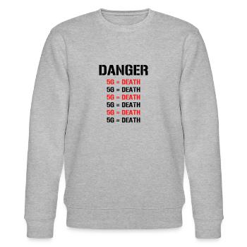 Danger! 5G is death - 5G is dangerous! Danger - Stanley/Stella CHANGER Unisex Organic Sweatshirt - heather grey - Front - Nik (191cm) & Marisol (170cm)